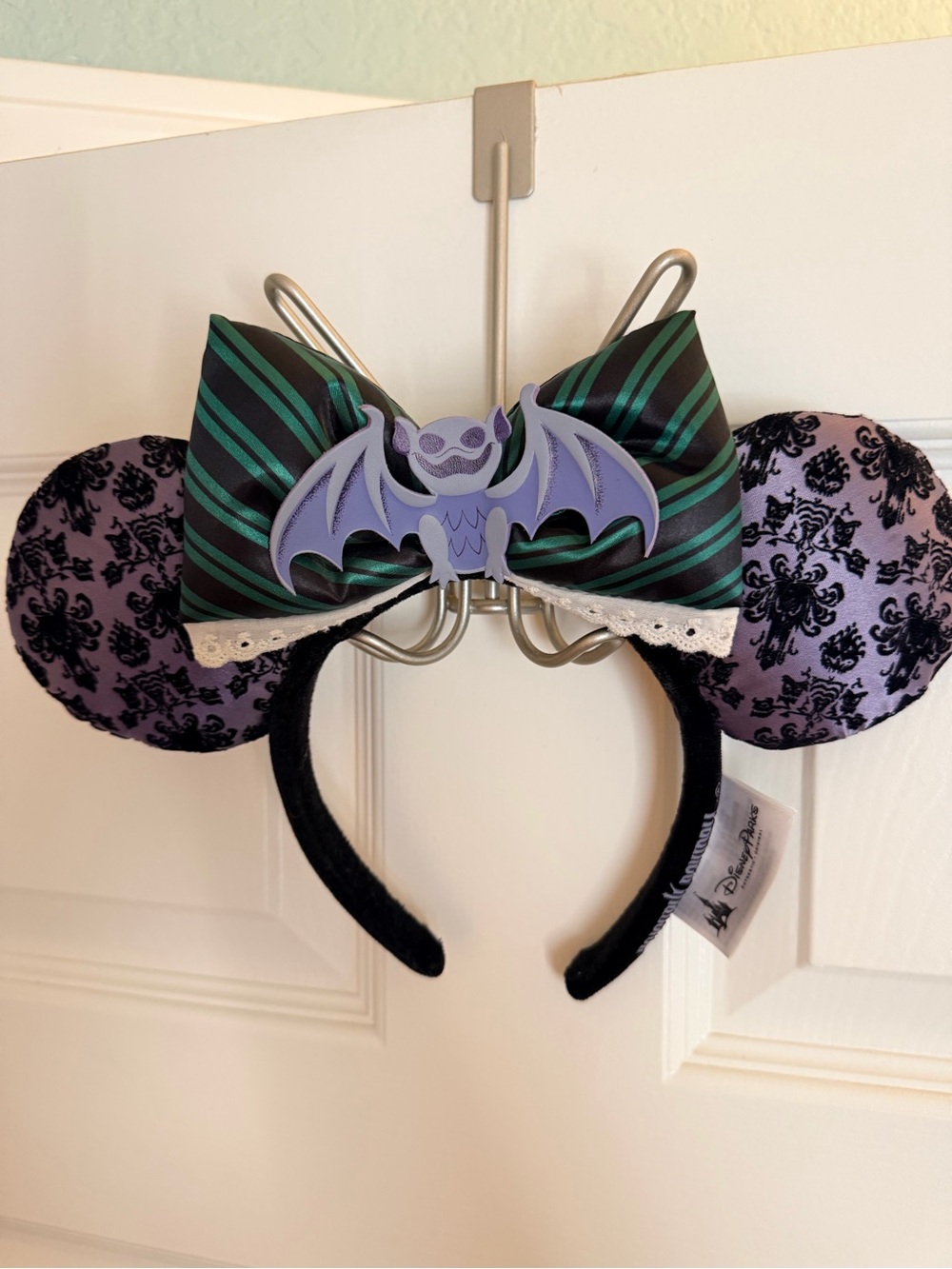 Disneyland Parks Haunted Mansion Purple and Black Bat Bow Mouse Ears Headband